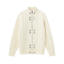 Load image into Gallery viewer, Quarter Zip Chunky Cable Knit Wool Sweater- Ship same day