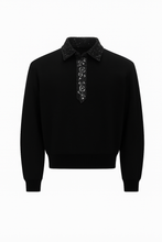 Load image into Gallery viewer, ✨ NOIR CRYSTAL/ SAFETY COLLAR SWEATSHIRT FW25