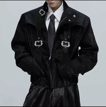 Load image into Gallery viewer, CROC-MOHAIR -EMBOSSED CRYSTAL BUCKLE JACKET
