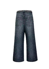 Load image into Gallery viewer, Swarovski Crystal-Embellished Washed Loose-Fit Jeans- handmade