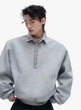 Load image into Gallery viewer, ✨ NOIR CRYSTAL/ SAFETY COLLAR SWEATSHIRT FW25