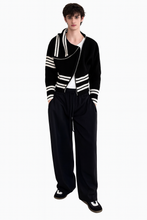 Load image into Gallery viewer, THE ASYMMETRIC ZIP RIBBED SWEATER — BLACK/IVOR