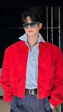Load image into Gallery viewer, Riche Red Crop Cotten Jacket