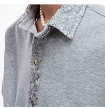 Load image into Gallery viewer, ✨ NOIR CRYSTAL/ SAFETY COLLAR SWEATSHIRT FW25