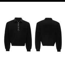Load image into Gallery viewer, ✨ NOIR CRYSTAL/ SAFETY COLLAR SWEATSHIRT FW25