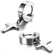 Load image into Gallery viewer, Mens Stainless Steel Cross Earings - Rich Access