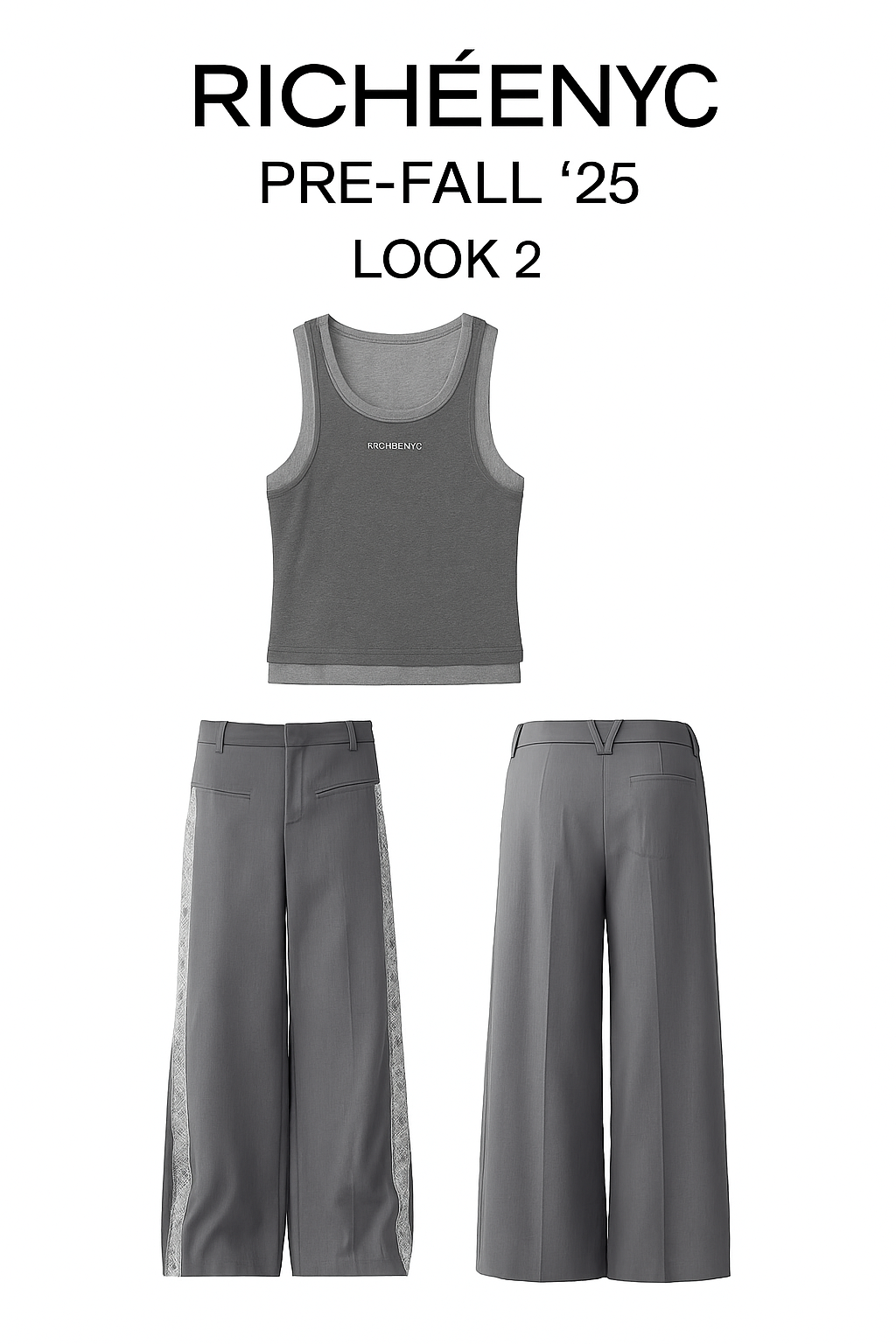 FW25-Vintage Style Grey Wide Leg Pants – Richeé NYC