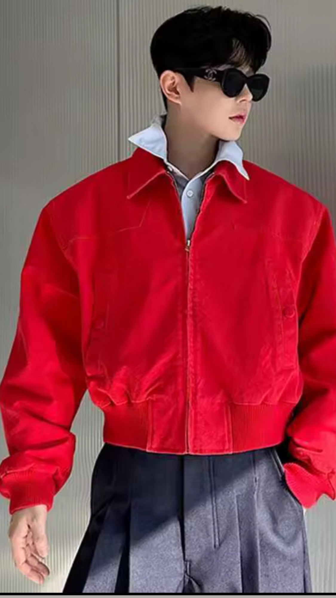 Riche Red  Crop Cotten Jacket