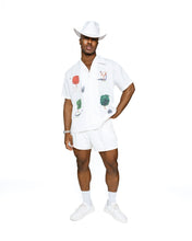 Load image into Gallery viewer, The Hamptons Hand Painted White Abstract Button-down ( Spring24}
