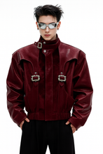 Load image into Gallery viewer, CROC-MOHAIR -EMBOSSED CRYSTAL BUCKLE JACKET
