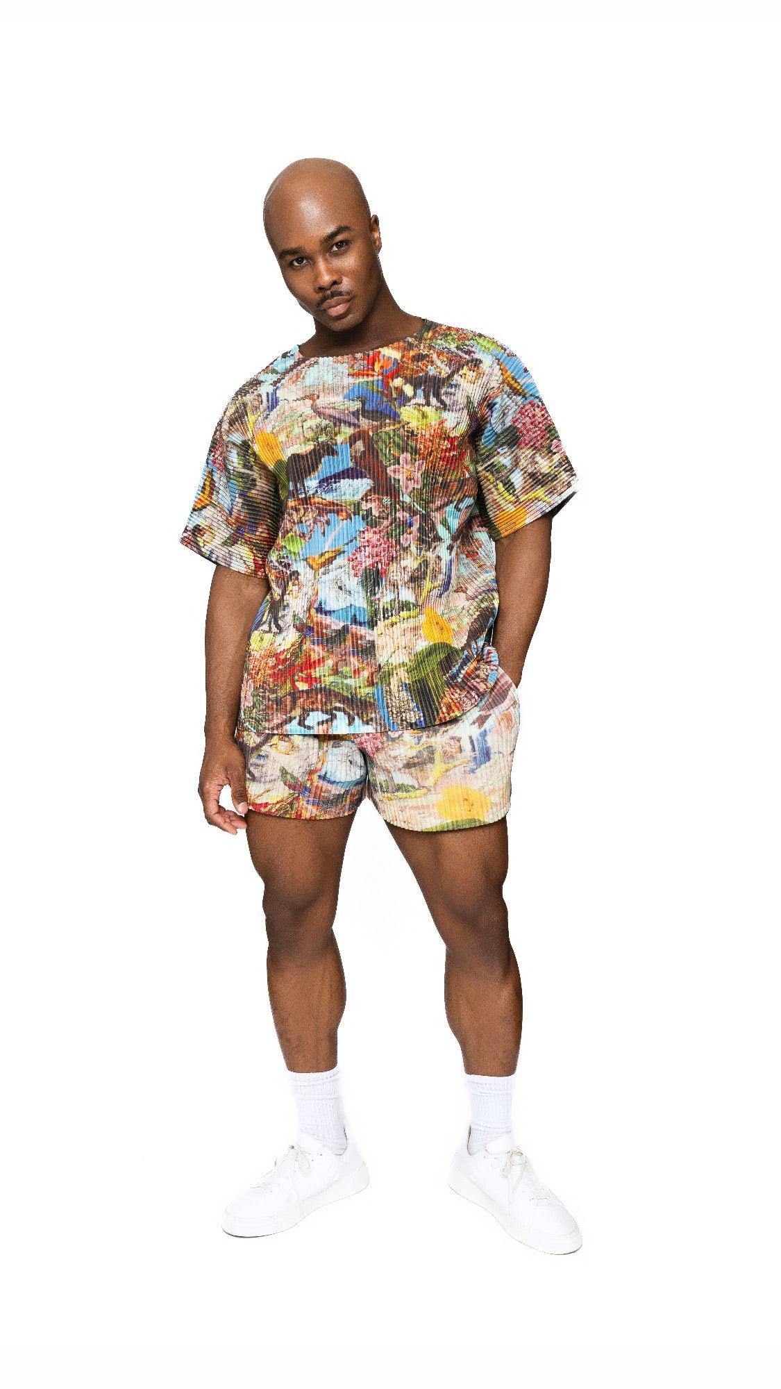 Bird Of Paradise Pleated Shorts Set- Ship Same day
