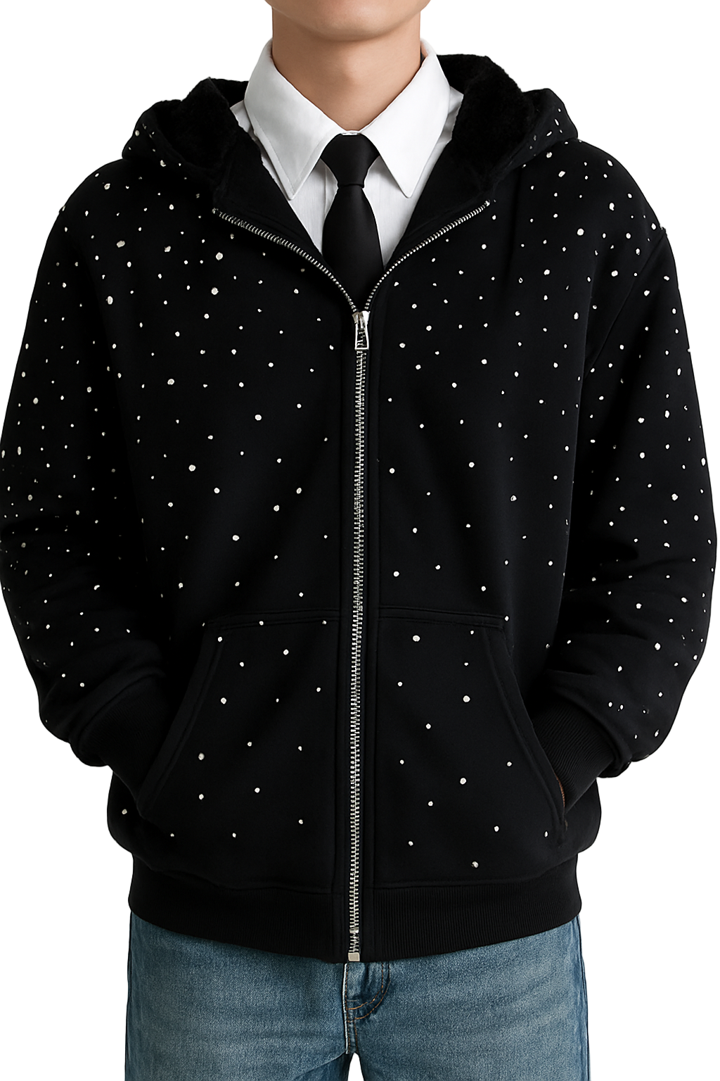 Stardust Crystal Fur-Lined Hoodie