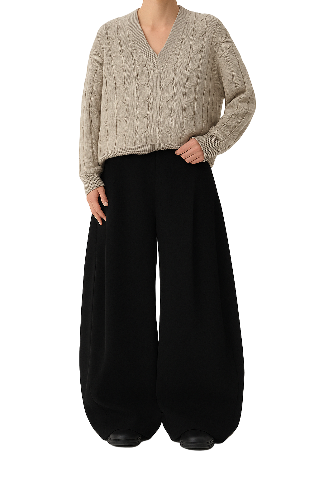 Voluminous Noir Sculpted Sweatpants