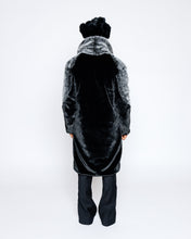 Load image into Gallery viewer, Faux Fur Coat With Mink Grey ColorBlack Patchwork ( Ships Same Day}
