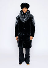 Load image into Gallery viewer, Faux Fur Coat With Mink Grey ColorBlack Patchwork ( Ships Same Day}
