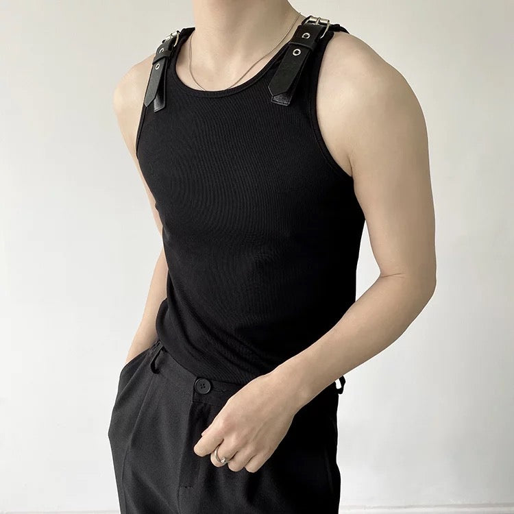 Luxury Rich' Summer Tank Tops With Leather Buckle Straps