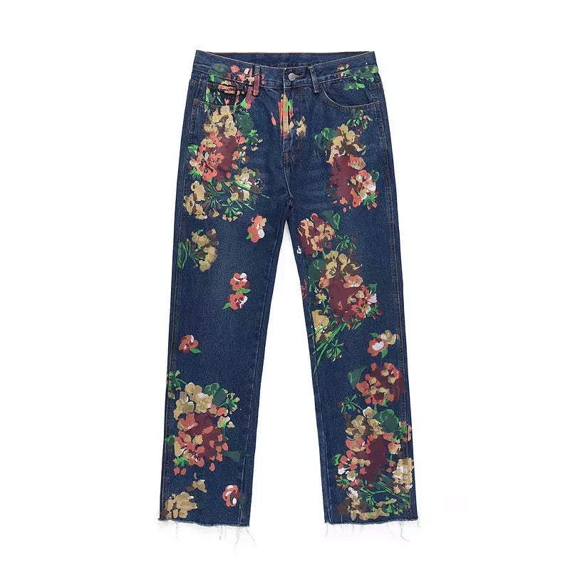 Hand Painted Cropped Denim Pants