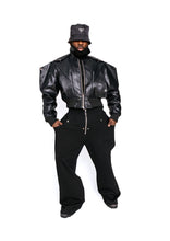 Load image into Gallery viewer, Brooklyn Baddie Crop Vegan leather Jacket. SLIM FIT.. ONLY 10 LFFT  ..SHIP SAME DAY
