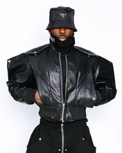 Load image into Gallery viewer, Brooklyn Baddie Crop Vegan leather Jacket. SLIM FIT
