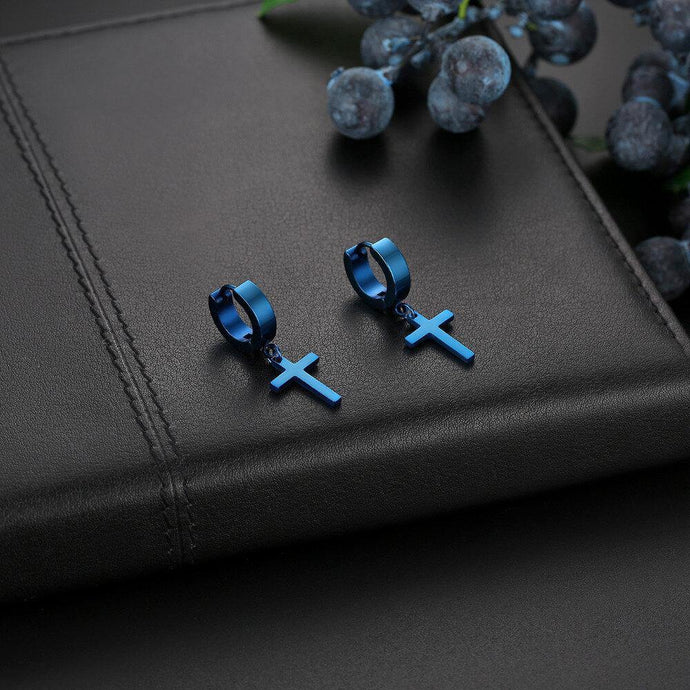 Mens Stainless Steel Cross Earings - Rich Access