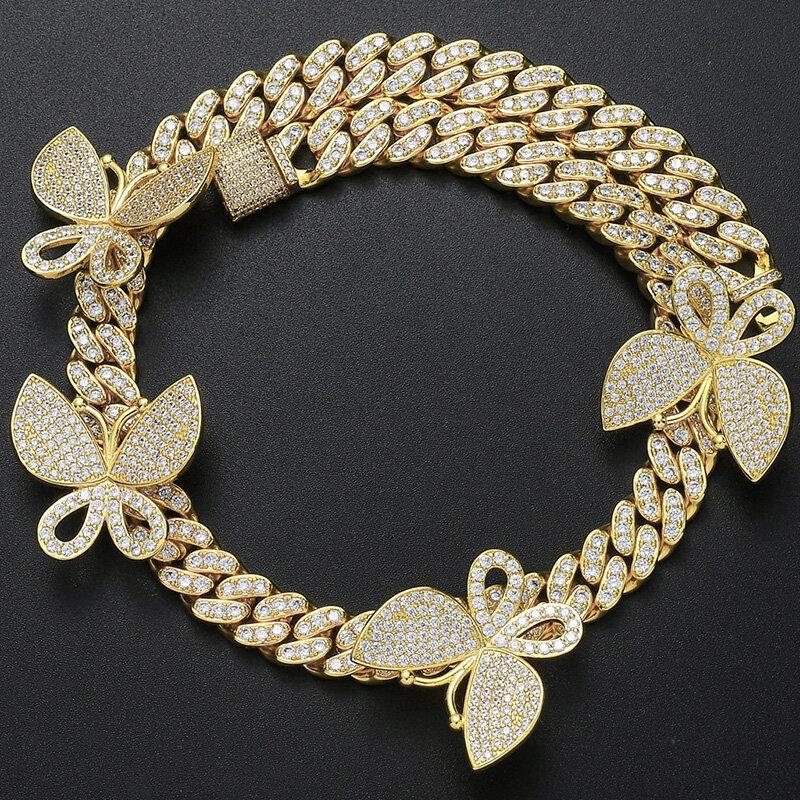 24k Gold Filled Cuban  Link Removable Butterfly With Matching Bracelets - Rich Access